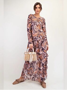 Easel Boho Maxi Fitted Dress Large NWT